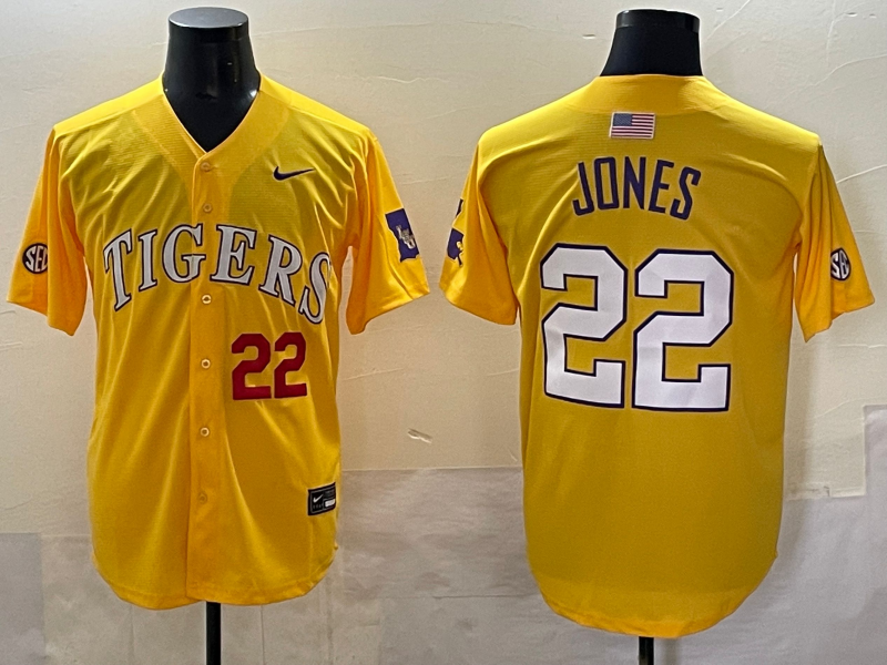 Men 2025 LSU Tigers #22 Jones Yellow Joint Name Nike NCAA 2025  Jersey